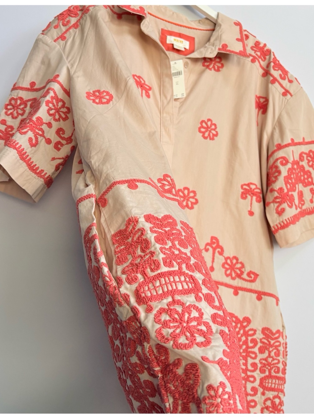 NWT Anthropologie Maeve Embroidered Collared  Button front Summer Shirt Dress XL - Picture 12 of 16
